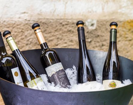 Chilled wine bottles